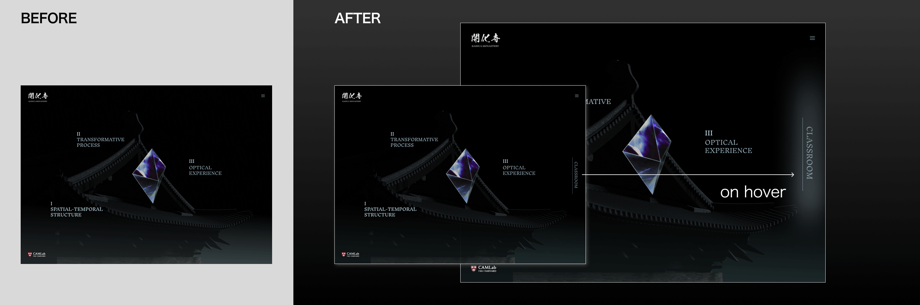 Before and after userflow for navigation
