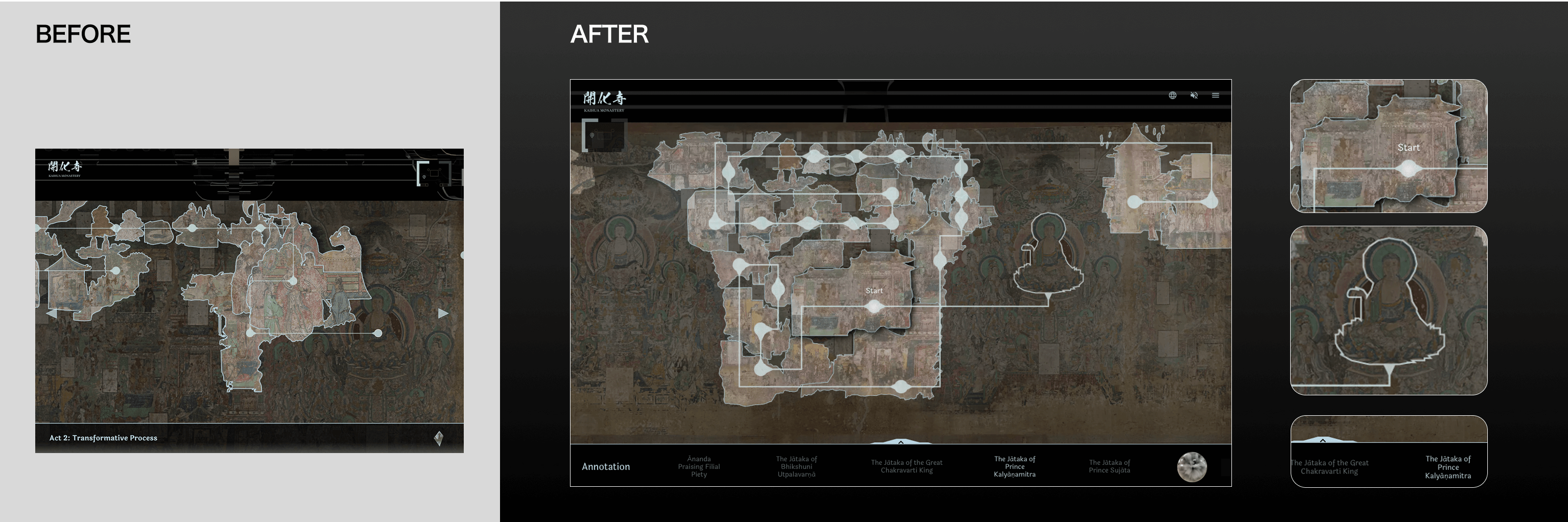 Before and after userflow for annotated mural