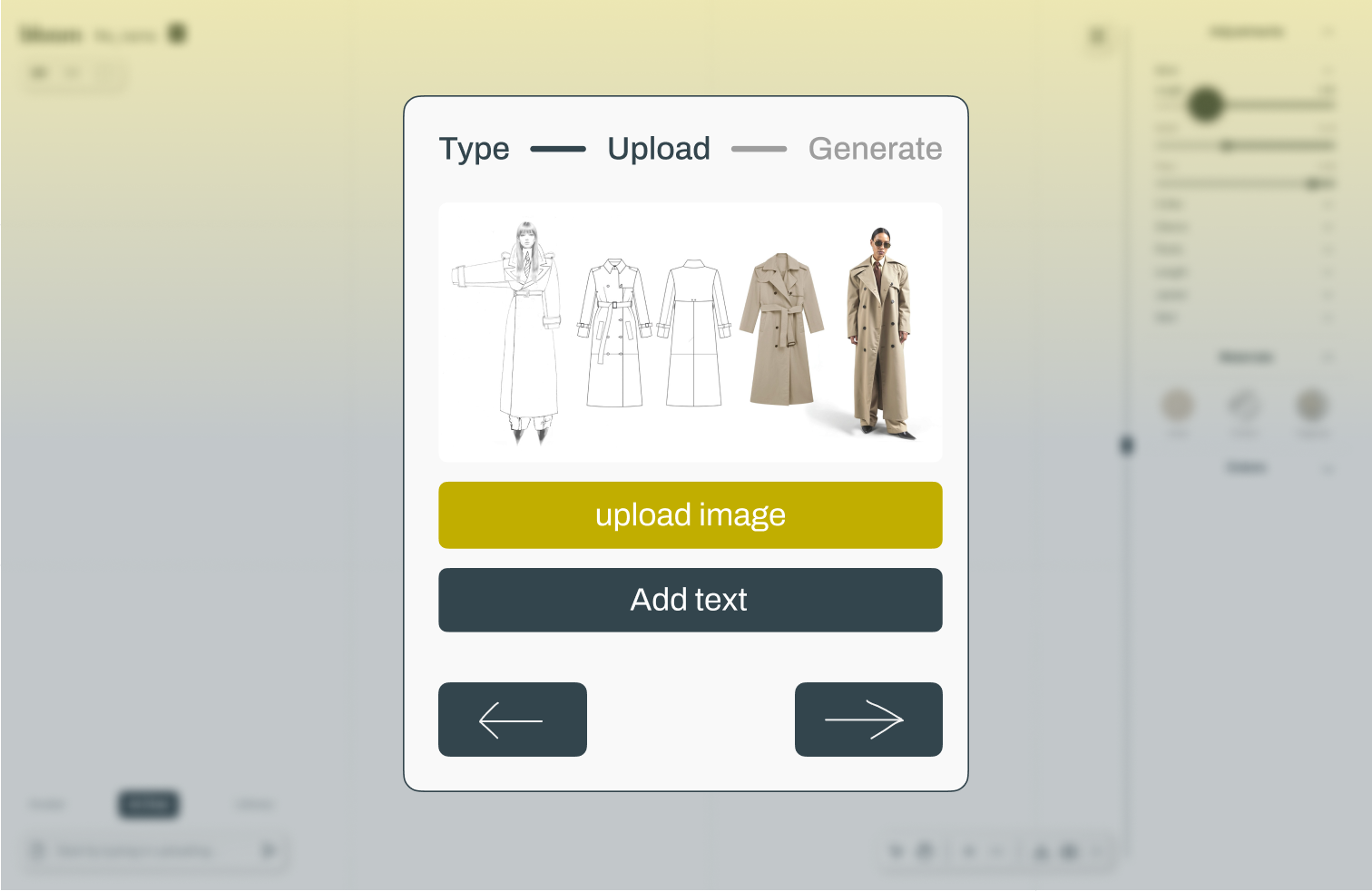 Screenshot of the pop-up modal input flow.